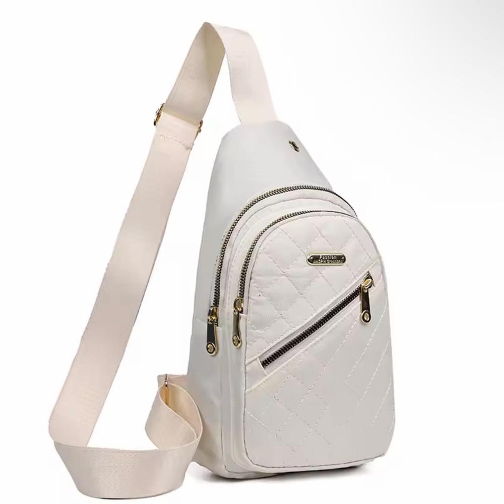 Elegant Cream Quilted Sling Bag
